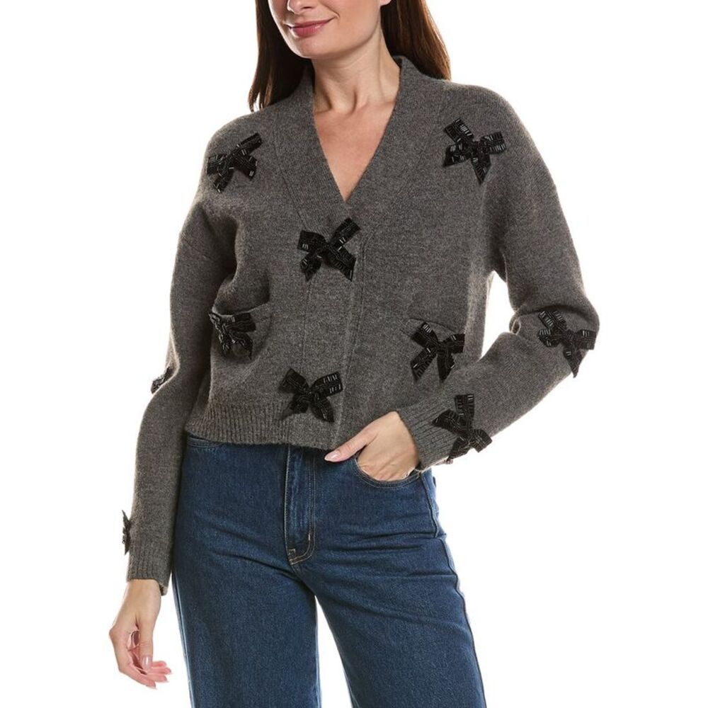 English Factory Womens  Chunky Cardigan, Gray